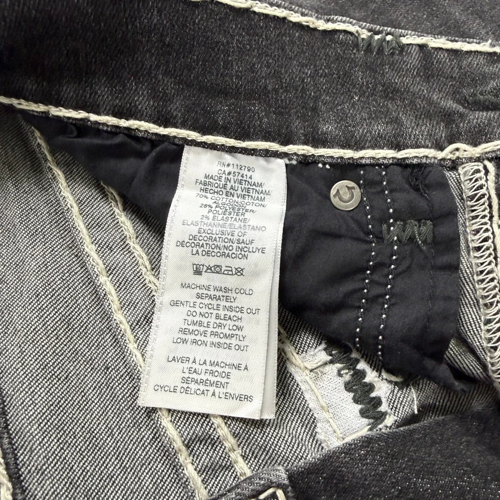 True Religion Ricky Jeans Men 31 Black Selvedge Super T Contrast Stitch Acid Y2K